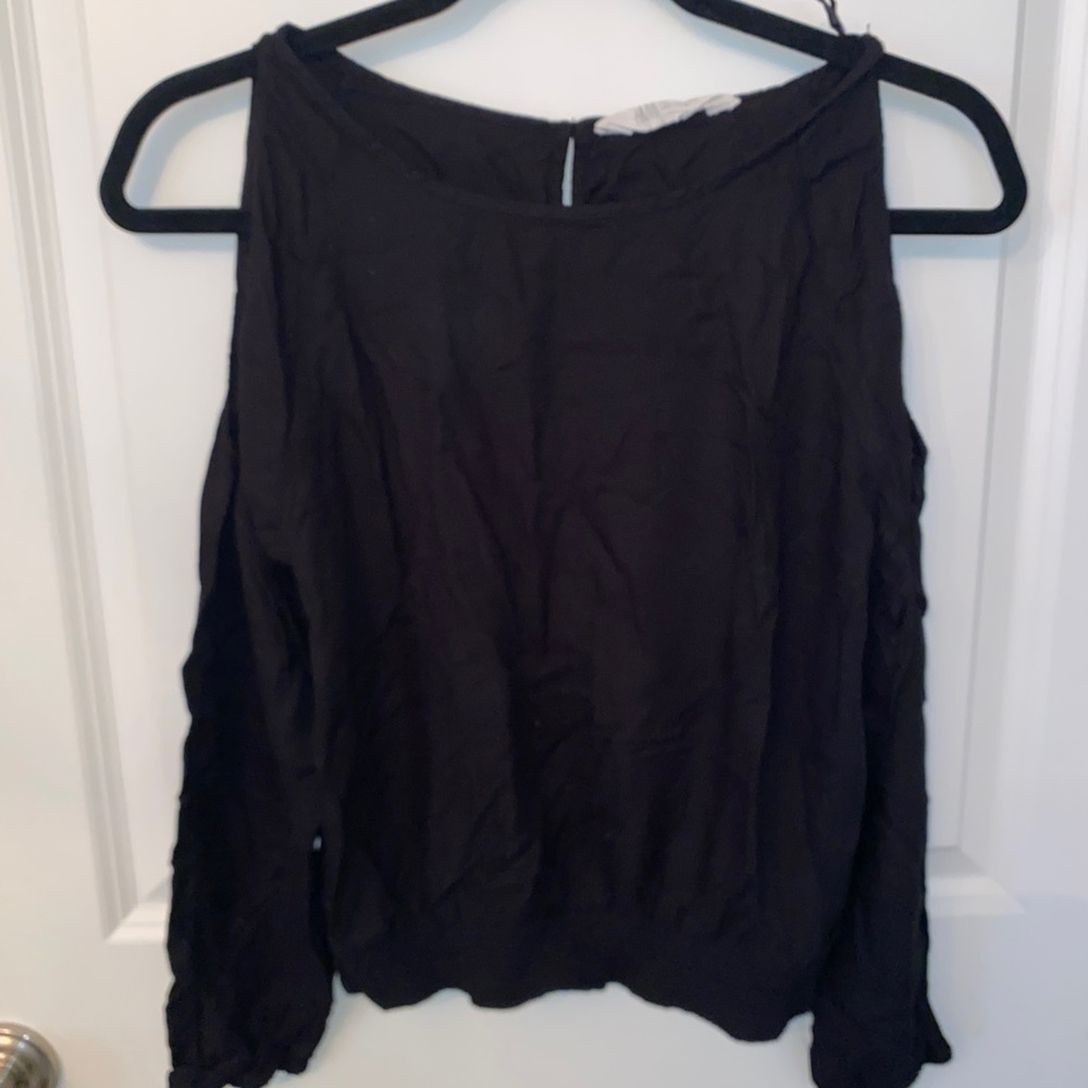 Black long sleeve cold shoulder top